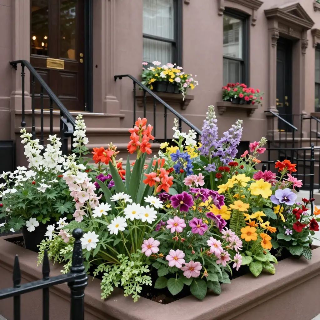 Beautiful flower bed arrangement in Brooklyn