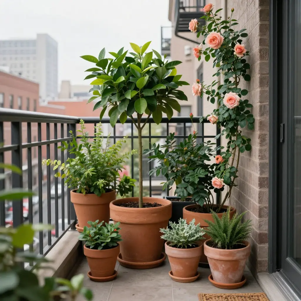 Lush balcony garden design in Brooklyn apartment